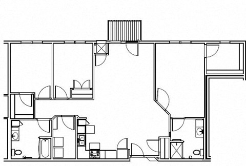 Floor plan for 3 beds, 2 baths, 1456 sqft